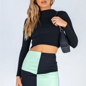 Princess Polly Black and Mint Skirt